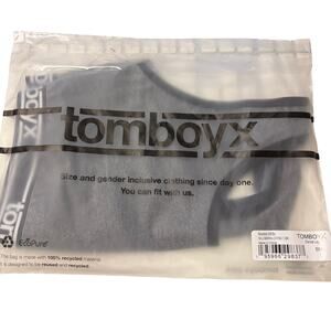 TomboyX Racerback Soft Bra Charcoal Logo Size Small Gender Inclusive NEW